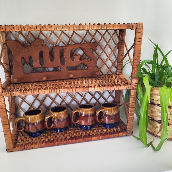 Vintage ceramic mug set + Mug wall hook - Picture 1 of 9